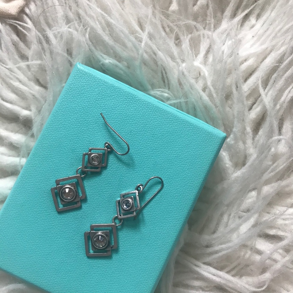 Dangle earrings geometric brass silver steel drop
